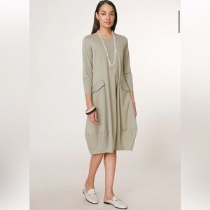 Wynne Layers 3/4 Sleeve Sage Green Jersey Balloon Dress Size XS